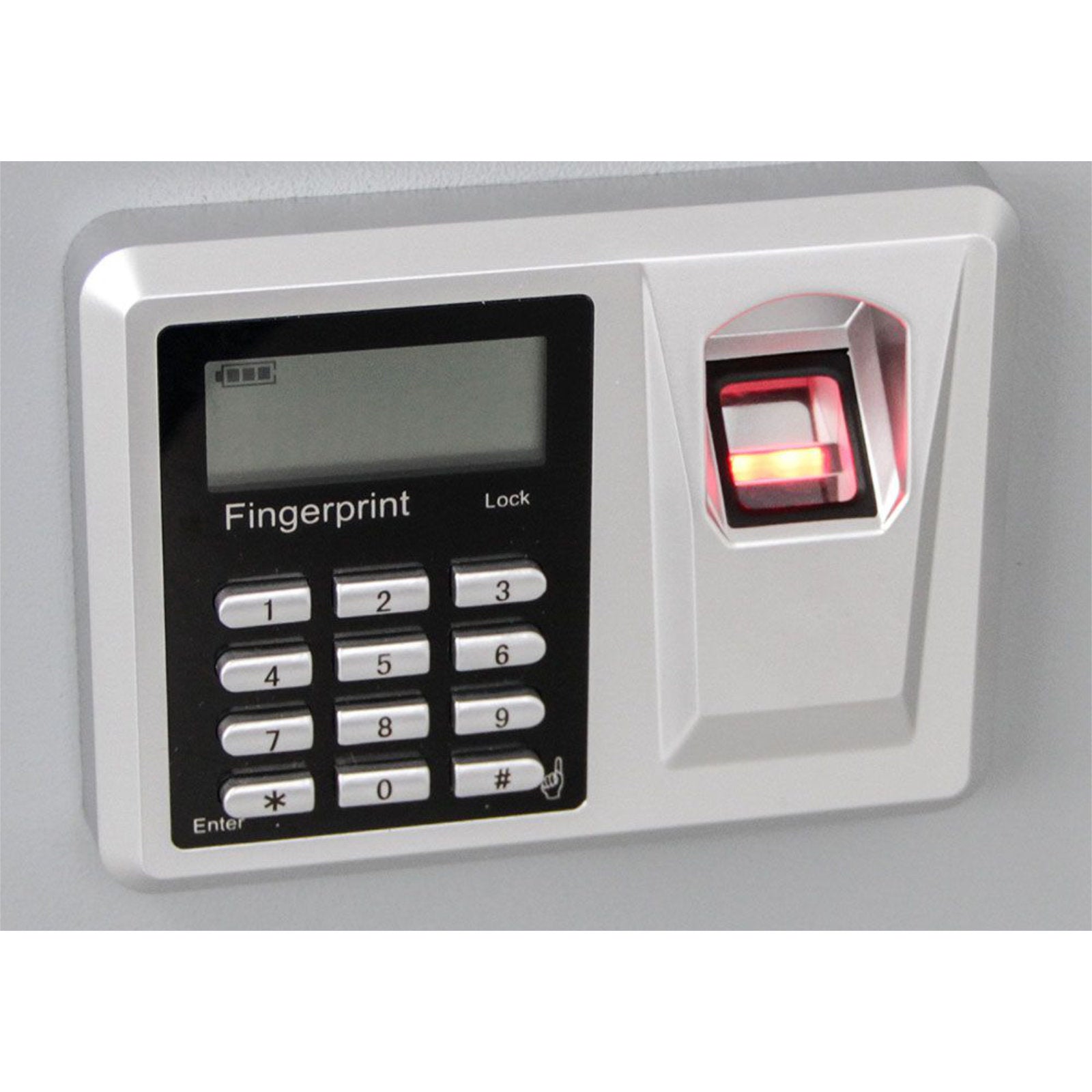 "Midi" safe in grey with key, combination lock or fingerprint, 380 mm x 300 mm x 300 mm