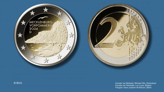 Free Bonus: 2 Euro Coin 2024 Mecklenburg-Vorpommern "Königsstuhl" 