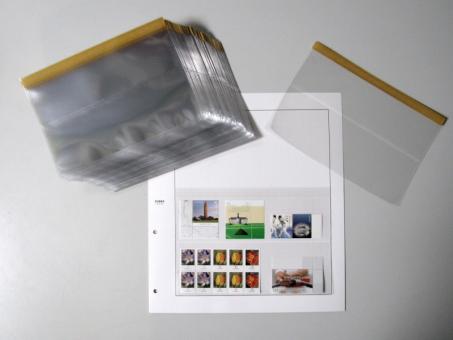 Einsteckblätter mit Klebestreifen zum Aufkleben, DIN A5 quer, glasklar mit 2 Taschen (100 Stück) 